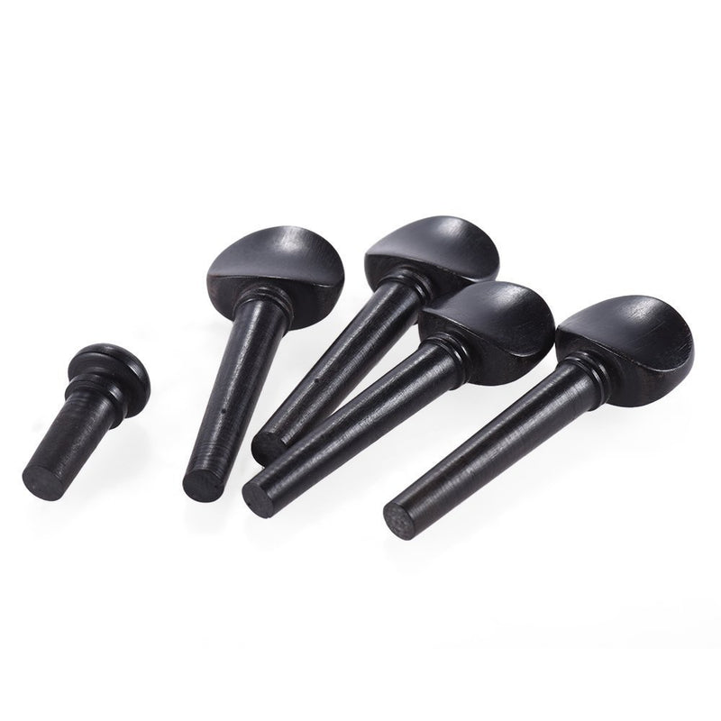 Timiy Ebony 4pcs Tuning Pegs 1pc Violin Endpin Kit for 4/4 Violin Fiddle Part Replacement V1