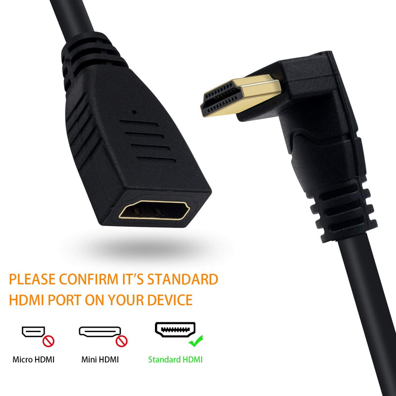 [AUSTRALIA] - Poyiccot 8K HDMI Extension Cable, Short 8K HDMI 90 Degree Down Angle Male to Female HDMI 2.1 Cable 48Gbps with 8K 60Hz Video and 3D HDR for TV/Xbox /PS4 /PS5 (Down M/F), 0.5feet 8K HDMI Extension Cable Down Angle 