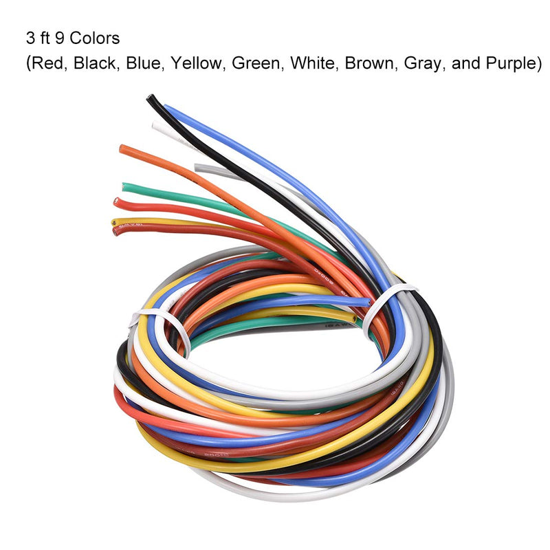 [AUSTRALIA] - uxcell Silicone Wire 18 AWG Ultra Flexible 600V Electric Wire Strands of Tinned Copper Wire 3 ft 9 Colors 