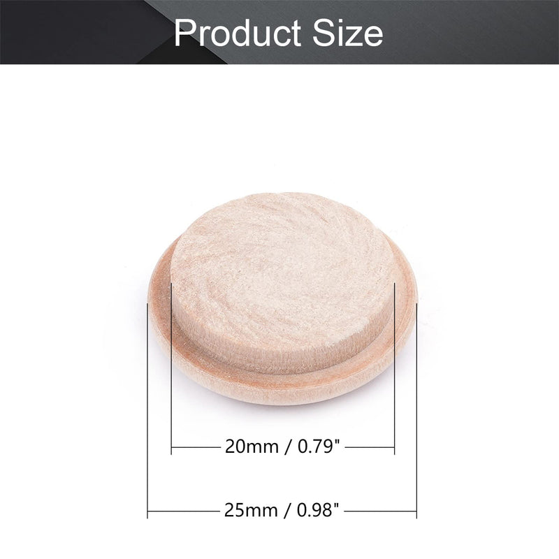 MroMax 100Pcs Round Wood Button Plugs 0.79" Dia Cherry Hardwood Furniture Buttons Caps 20mm Wooden Screw Covers for Screw Holes Craft Furniture Decoration Woodworking