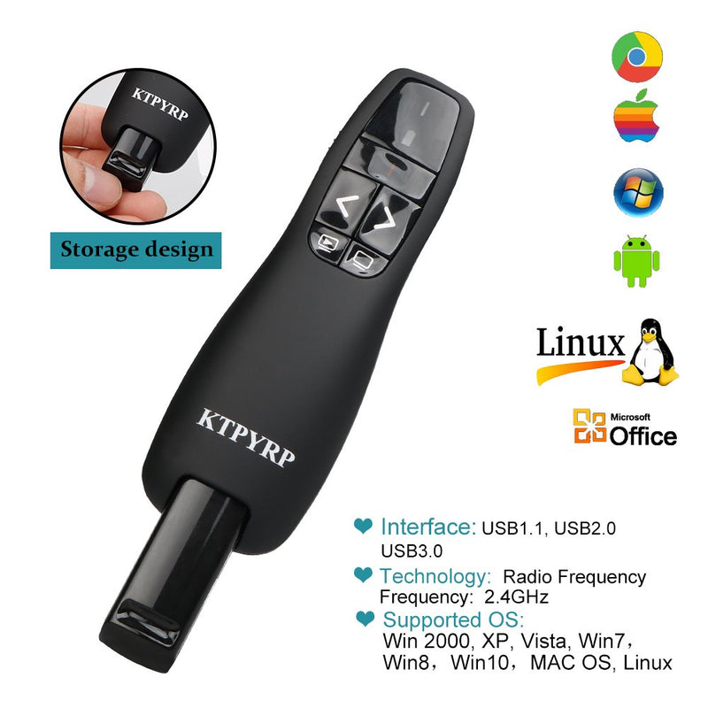 Wireless Presenter,Presentation Clicker Remote,Clicker for Powerpoint Presentations,Support Hyperlink Volume Control RF 2.4GHz Presentation Remote Control for Mac, Laptop, Computer