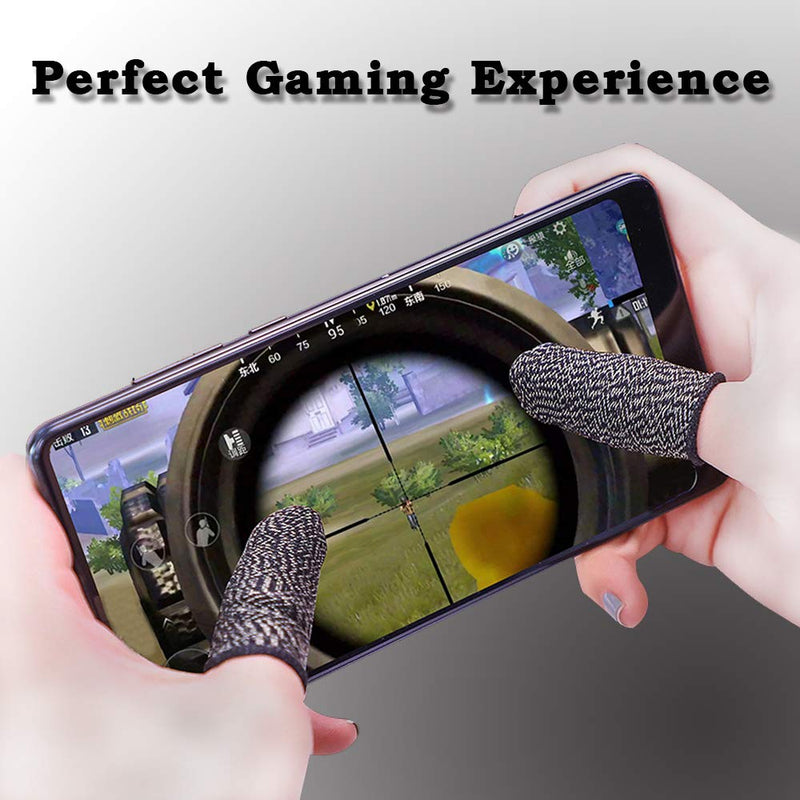 Mobile Gaming Controller Finger Sleeve Sets,Ultra-Thin Anti-Sweat Breathable Soft Touch Screen Thumb Sleeve Sensitive for PUBG Mobile/Knives Out/Rules of Survival,for iPhone/iPad/Android Accessories Black