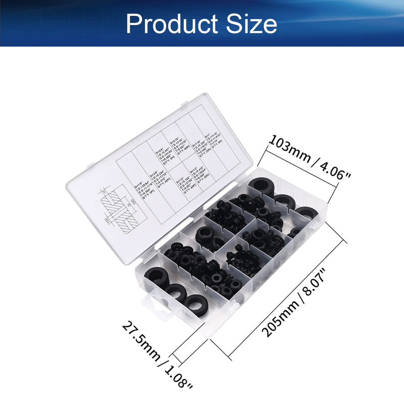 Yinpecly Rubber Grommet Assortment Firewall Wiring Gasket Kit for Wiring Cable for Automotive, Plumbing, and PC Hardware and Piano 180PCS