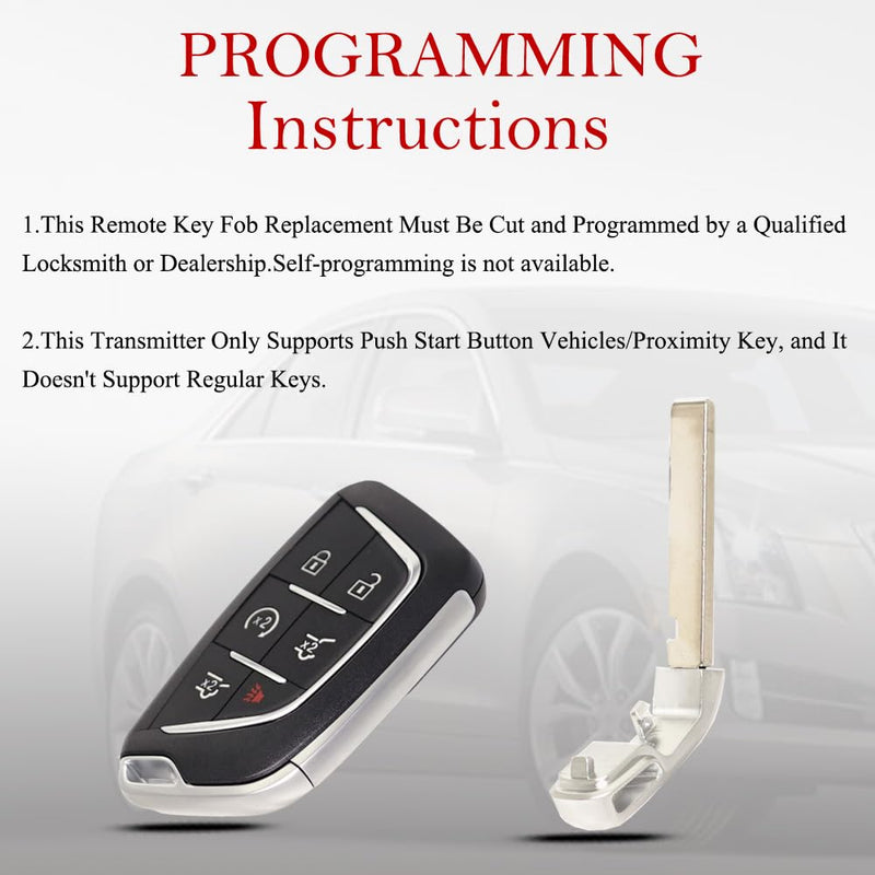 Smart Key Fob Remote Replacement Fits for Cadillac Escalade 2021 2022 YGOG20TB1 Keyless Entry Remote Start Control 6 Button 433MHz 13541571 13546300