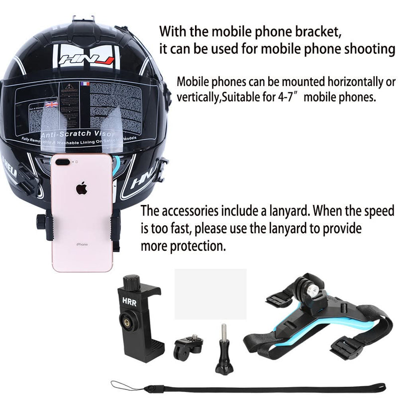 Helmet Chin Mount for Mobile Phone and GoPro, Motorcycle Strap Holder for iPhone Samsung,Compatible with GoPro Hero 9,8,7,6,5,4/3, Insta360 One R, AKASO,DJI OSMO,Etc and Most Action Cameras