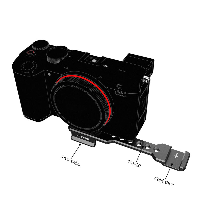 NICEYRIG Cold Shoe Extension Bar with Quick Release Plate for Arca-Swiss Dovetail, Vlog Vlogging Microphone LED Light Holder Mount Applicable for DSLR Camera, Mini Tripod - 433