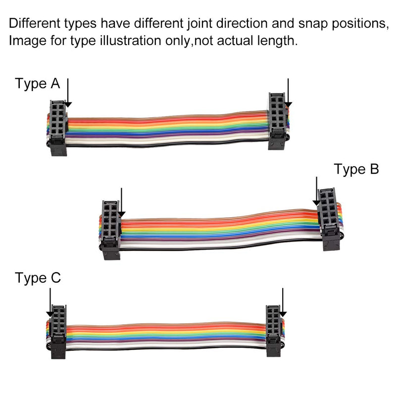 uxcell IDC Rainbow Wire Flat Ribbon Cable 64 Pins 48cm Length 2.54mm Pitch 2pcs Type-C