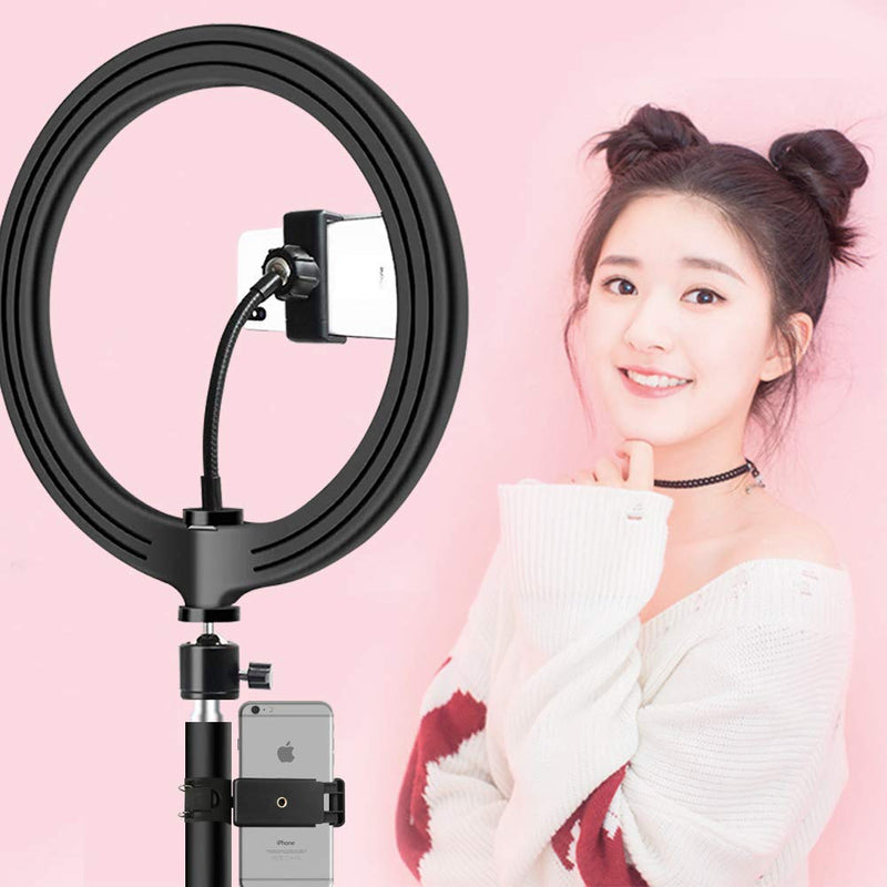 10" Selfie Ring Light LED Photography Light with Tripod Stand Cell Phone Holder for Live Stream/Makeup, Led Camera Ringlight for YouTube Video/Photography