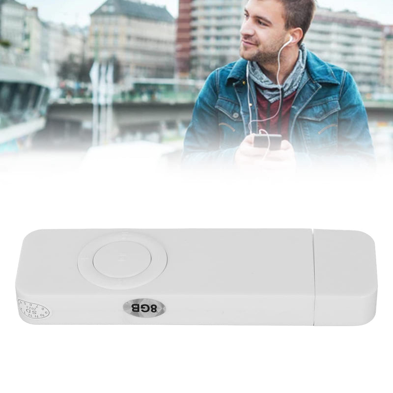 MP3 Player, 8GB Memory Portable MP3 Player 180mah Battery Lightweight USB Flash Drive HiFi Lossless Sound Support Up to 64GB for Students (White) Random,White