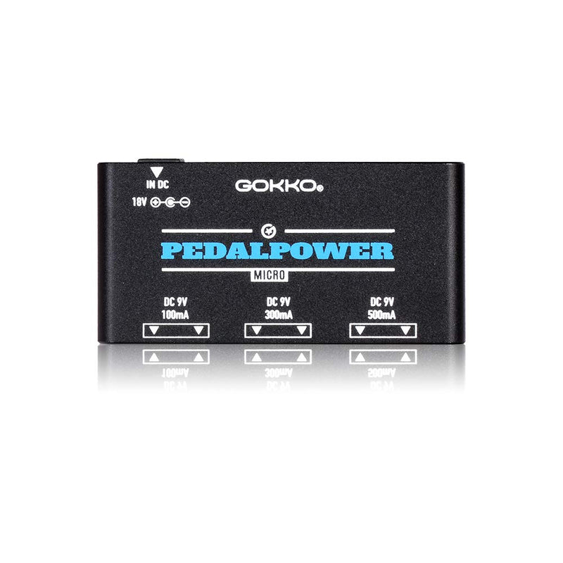 GOKKO Mini Guitar Pedal Power Supply 6 Isolated Outputs DC 9V 100mA/300mA/600mA 2Way Universal Effect Pedal Power Supplies with Smart Short Circuit and Over Current Protection