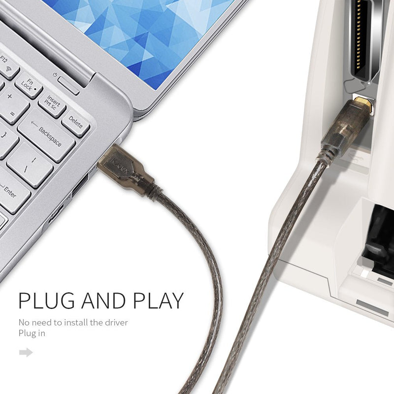 Printer Cable USB Printer Scanner Cable 10ft High Speed USB 2.0 A Male to B Male Cord for HP, Canon, Epson, Dell, Samsung etc 10 FT