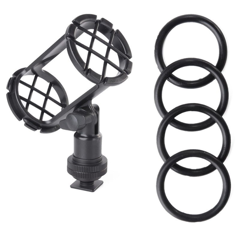 Shock Mount for Shotgun Mic Interview Recording, BOYA BY-C04 Camera Microphone Shockmount & Hot Shoe Mount for Professional Shotgun Microphone Senheisser ME66 Rode NTG-2 NTG-1 Audio-Technica AT-875R