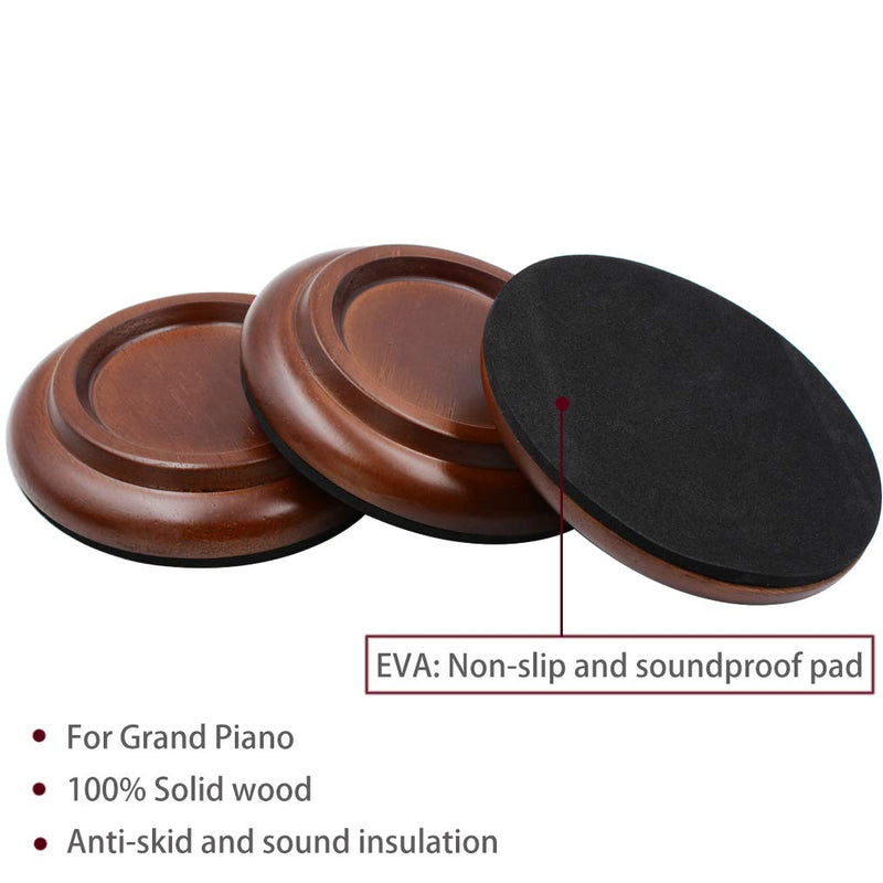 Piano Caster Cups Grand Piano Caster Cups Wood coasters Cups Piano Caster Pads for Grand Piano Hardwood Brown