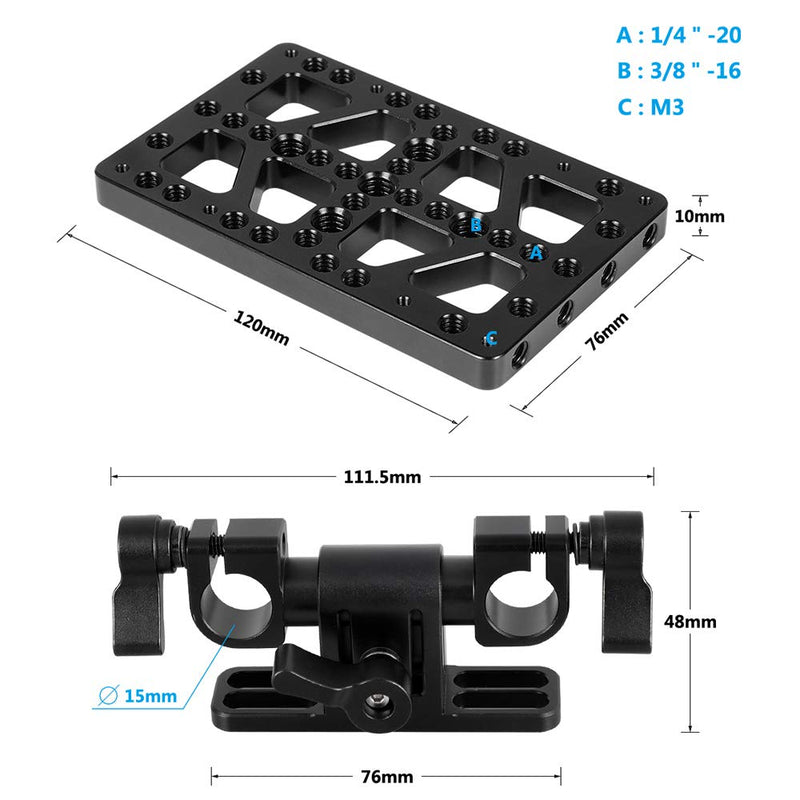 CAMVATE Battery Cheese Plate with 360° Swivel 15mm Rod Clamp for Anton Bauer Gold Mount Power Adapter(NOT Compatible V-Lock)