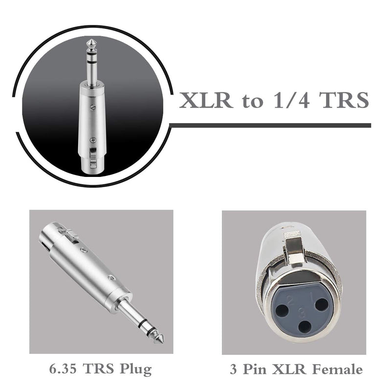 [AUSTRALIA] - COLICOLY XLR Female to 1/4 Inch TRS Stereo Jack Plug Balanced Cable Adapter - 2 Pack 2 PCS 
