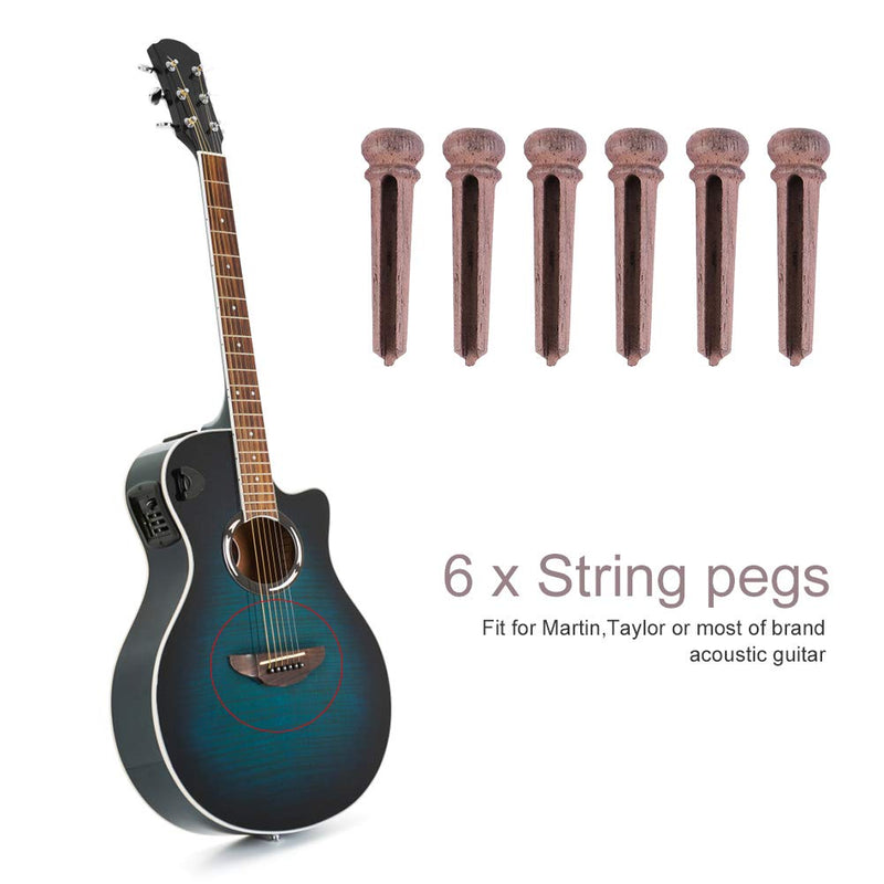 Drfeify Wooden Guitar Parts, 135 Rosewood Guitar String Pins for Martin,Taylor or most of Brand Acoustic Guitar