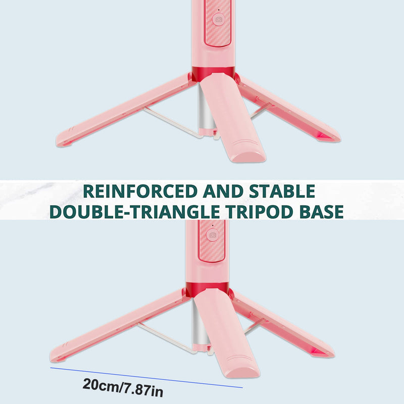 COLORLIZARD CellphoneTripod with Remote, Aluminum Alloy Selfie Stick Tripod, Best Foldable Mini Extendable Tripod Stand 270° Rotation Compatible with iPhone/Android Travel Essentials (Pink) Pink