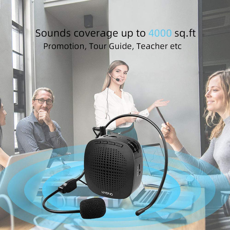 Voice Amplifier, MAONO Rechargeable Portable Mini Personal Speaker with Microphone Headset for Teachers, Coaches, Tour Guides, Market, Classroom, Meetings, Outdoors, C03