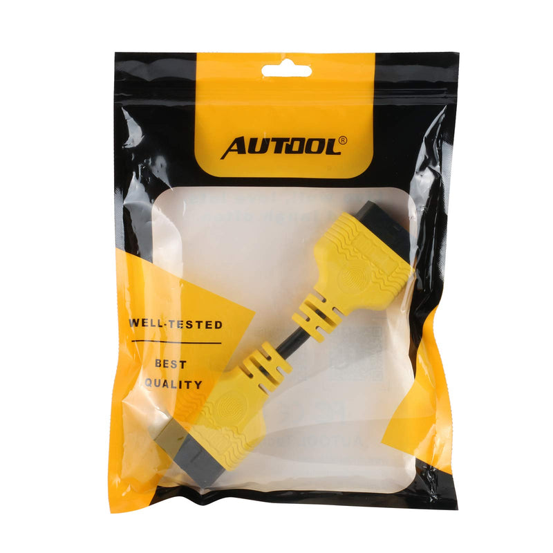 OBD2 Extension Cable AUTOOL 14CM OBD 16Pin Male to Female Extension Cable OBD2 Auto Diagnostic Extender Cord Adapter Convert Cable Yellow Support for OBD2 Standard Vehicle