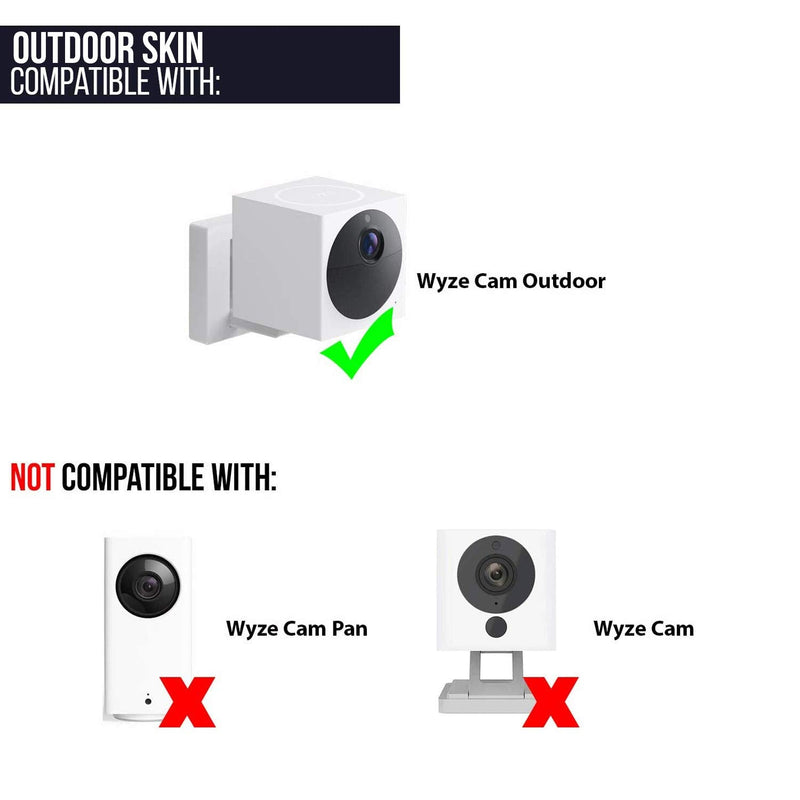 Wasserstein Protective Silicone Skins Compatible with Wyze Cam Outdoor ONLY - (White, 2 Pack) (NOT Compatible with Wyze Cam/V2/Pan) (Wyze Cam Outdoor NOT Included) White