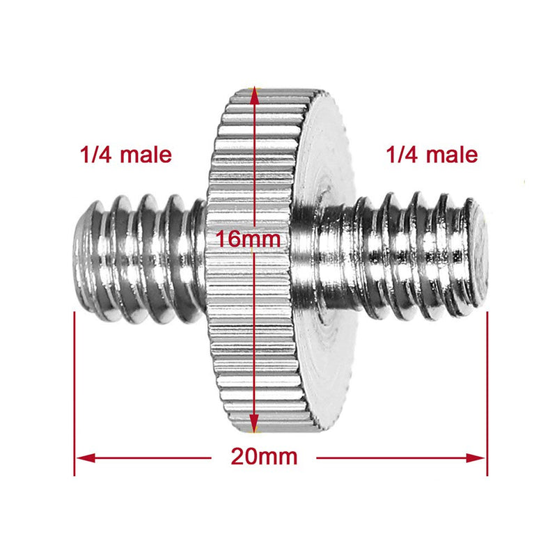 Standard 1/4 Male to 1/4 Male Threaded Camera Screw Adapter Convertor,Camera Tripod Screw Convert Adapter Converter Mount for Camera Cage Rig/Tripod/Monopod/Ball Head/Light Stand/Shoulder Rig 1/4-1/4 male