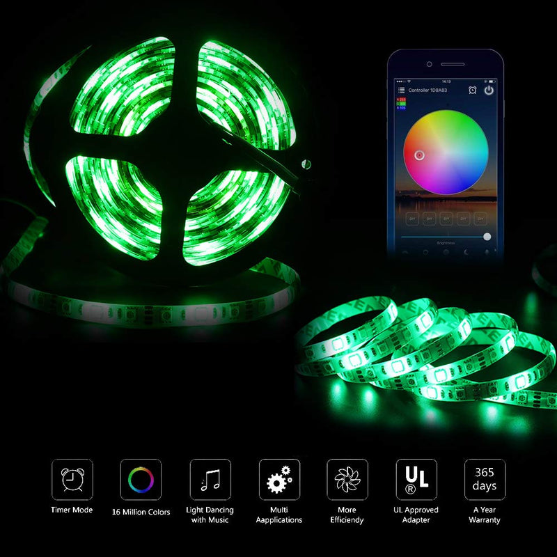 [AUSTRALIA] - XUNATA LED Strip Lights, 16.4ft WiFi Wireless Smart Phone Controlled Non-Waterproof RGBWW Light Strip Kit 5050 LED Lights, Working with Android and iOS System, Alexa, Google Assistant Rgb+ Warm White 