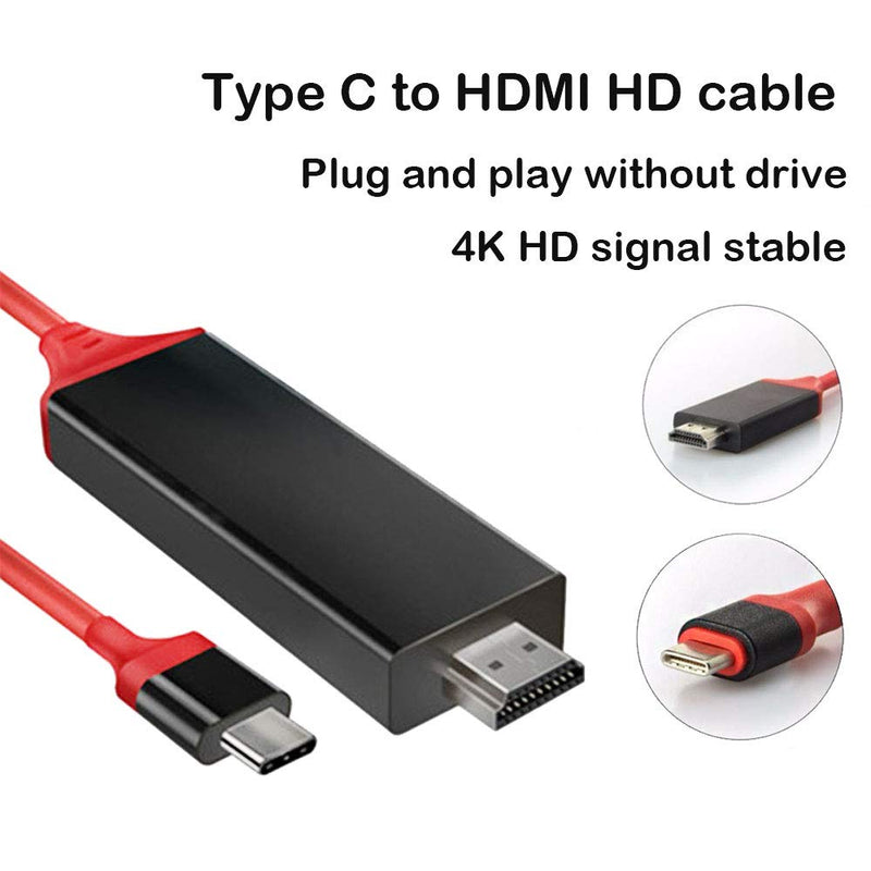 Type C to HDMI Male Cable 6.6ft (4K@30Hz), USB C Type C to HDMI Cable for MacBook Air/iPad Pro 2019/2018,MacBook Pro 16'' 2019/2018/2017, Surface Book 2, Samsung S10, and More