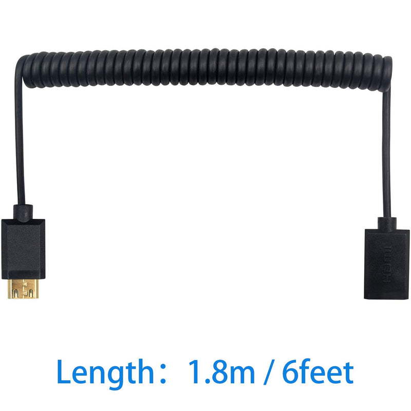 [AUSTRALIA] - Duttek Mini HDMI to HDMI Cable, HDMI to Mini HDMI Coiled Cable, Mini HDMI Male to HDMI Female Adapter Cable Support 1080P Full HD, 3D, for Camera, Camcorder, Laptop, Projector, etc 1.8M/6 Feet Male to Female 1.8M 