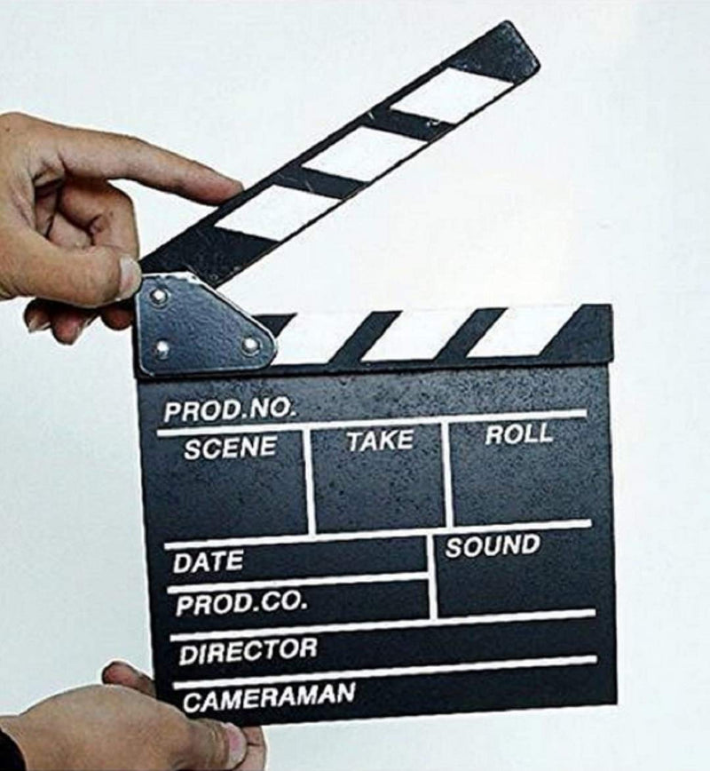 zmgmsmh Wooden Clapboard Director Film Movie Cut Action Scene Slateboard Clapper Board Slate (Small-Black) Small-Black