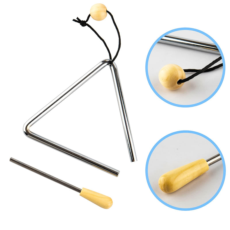 Triangle Hand Percussion with Striker,Rhythm Steel Triangles Music Instrument (5 inch) 5 inch