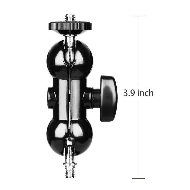 SLOW DOLPHIN Camera Clamp Mount Monitor Mount Bracket Super Clamp w/1/4 and 3/8 Thread with Cool Double Ballhead Arm Adapter Bottom Clamp for for DSLR Camera/Field Monitor/LED