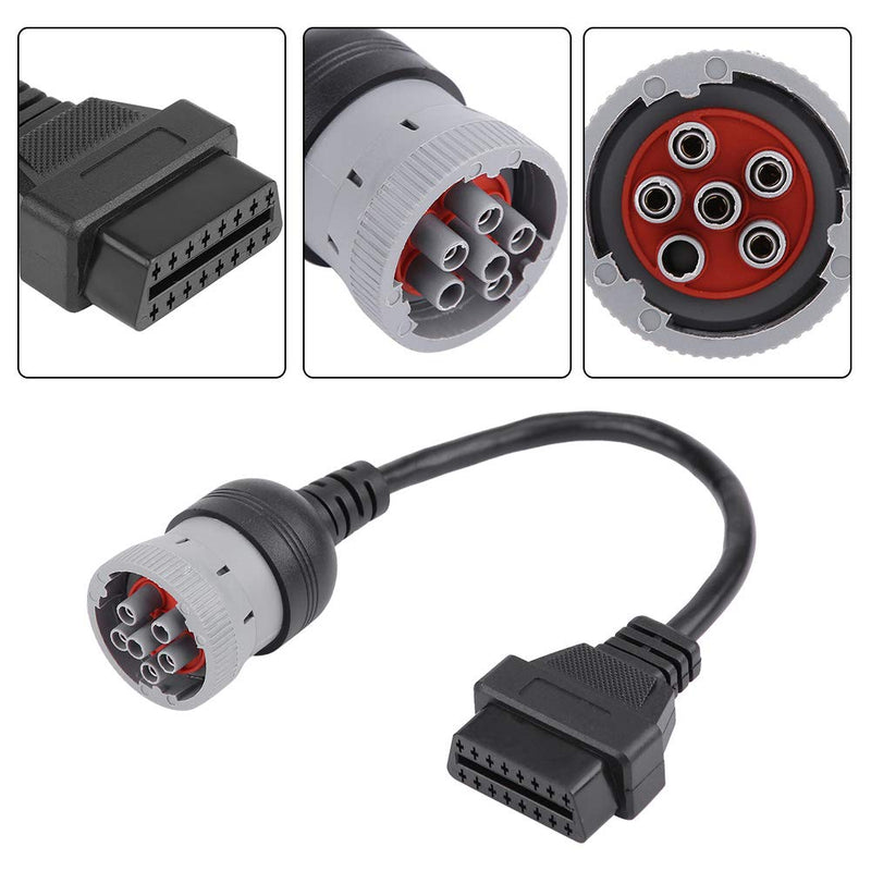 Adapter Cable, Truck Diagnose Interface Female 16 Pin OBD2 6 Pin Replacement Adapter Cable for Automotive Diagnostic Tool