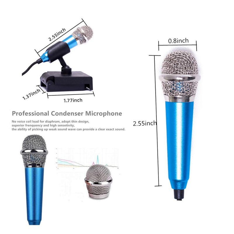 [AUSTRALIA] - Mini Microphone with Omnidirectional Stereo Mic for Voice Recording,Chatting and Singing on iPhone,Android (Blue) Blue 