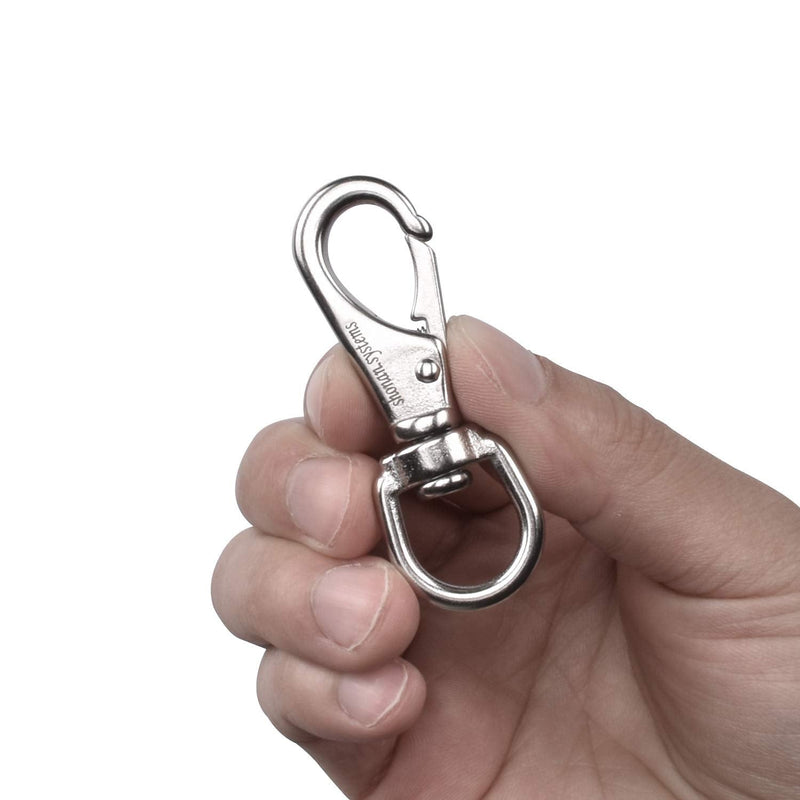 SHONAN 2.7 Inch Swivel Snap Hooks, 5 Pack Small Stainless Steel Spring Clips, Flag Pole Clips, Scuba Diving Clips Spring Hooks for Dog leashes, Keychains, Bird Feeders, Pet Chains and More