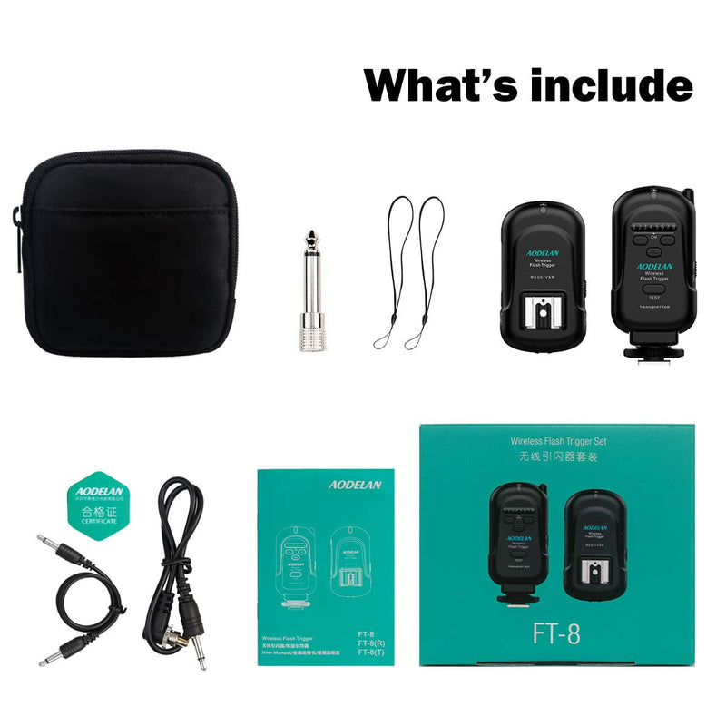 AODELAN Wireless Flash Trigger Transmitter and Receiver 2.4 GHz Frequency for Canon, Nikon, Olympus, Panasonic, Pentax, Fuji, Samsung,Sony(Except Sony Flashes)