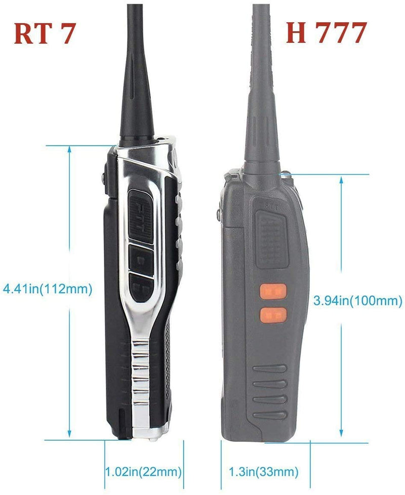 Retevis RT7 Walkie Talkie Rechargeable 16 Channels VOX 2 Way Radio with Headset (Silver Black Border, 1 Pack)