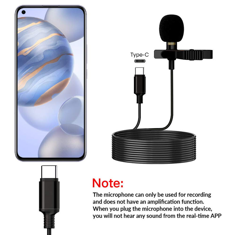 [AUSTRALIA] - Professional Type-C Lavalier Lapel Microphone for Android, Omnidirectional Condenser USB-C Lapel Clip-on Lapel Microphone Perfect for YouTube, Interview, Conference or Audio Video Recording (6.6ft 