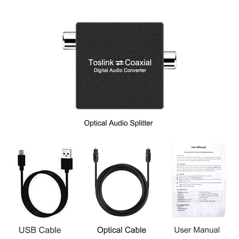 [AUSTRALIA] - Digital Coaxial to Optical Converter, Bi-Directional Coax Digital Audio Converter Optical-to-Coaxial or Coax-to-Optical Digital Audio Converter Adapter 