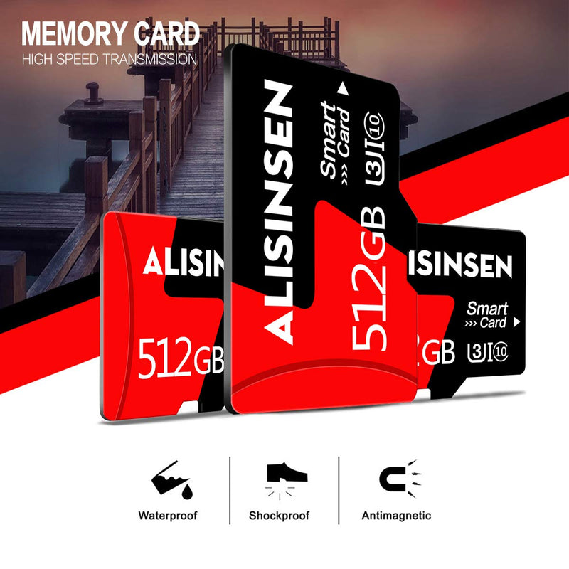 Micro SD Card 512GB TF Card Class 10 Memory Card with a Free SD Card Adapter for Cellphone/Surveillance/Camera/Tachograph/Tablet/Computers/Drone