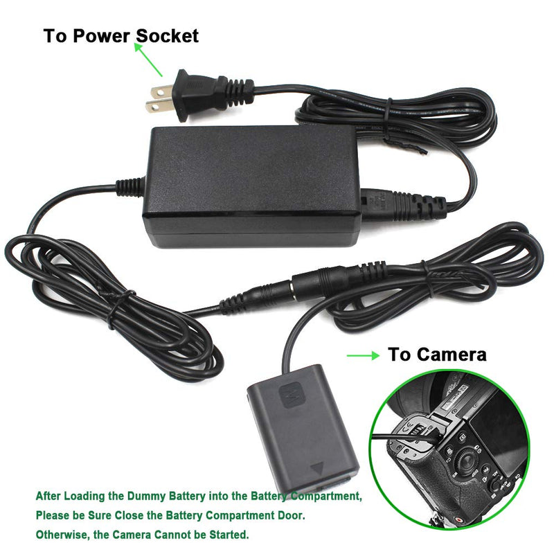 TKDY AC-PW20 Power Supply NP-FW50 DC Coupler Dummy Battery AC Adapter Kit, Suit for Sony Alpha A6000 A6100 A6500 A6400 A6300 A7 A7II A7RII A7SII A7S A55 A5100 RX10II RX10III RX10IV Cameras.