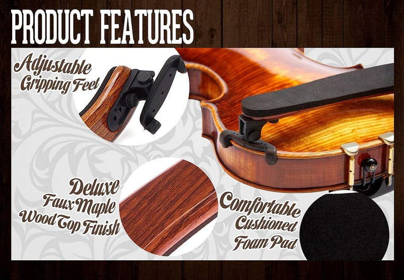 Maple Adjustable Violin Shoulder Rest EVA Foam Padded for 3/4 4/4 Size Violin (3/4 4/4 Violin or 12" 13" Viola Should Rest) 3/4 4/4 Violin or 12" 13" Viola Should Rest