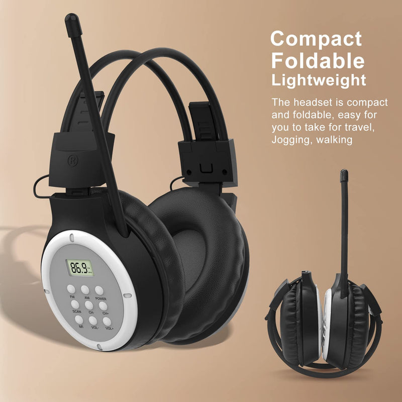 UMUTOO AM FM Radio Headphones, Personal Portable Radio Headset am/fm Digital with Best Reception for Jogging, Mowing, Cycling, Meeting, Powered by 2 AA Batteries (Not Included)…