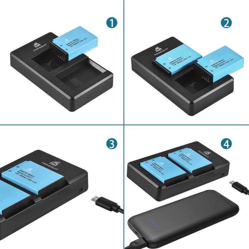 Homesuit LP E17 Battery 2-Pack and Dual Charger Kit for Canon EOS RP,Rebel T8i, T7i, T6i,Sl2, SL3, M6, 77D, 800D, 750D, M5, T6s, 8000D, KISS X8i