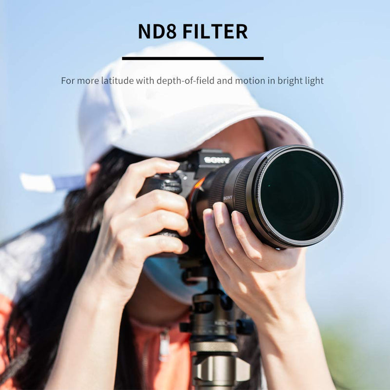 [AUSTRALIA] - K&F Concept 62mm ND8 (3 Stop) Lens Filter, Fixed Neutral Density Filter with HD 18 Layer Dual Side Multi-Coated, Ultra Slim Frame Optical Glass Nano-X Series for Camera Lens 