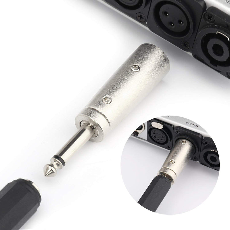 [AUSTRALIA] - Qaoquda XLR 3 Pin Male to 6.35mm 1/4" Mono TS Male Adapter (6.35 Mono TS M/XLR M) 6.35 Mono TS M/ XLR M 