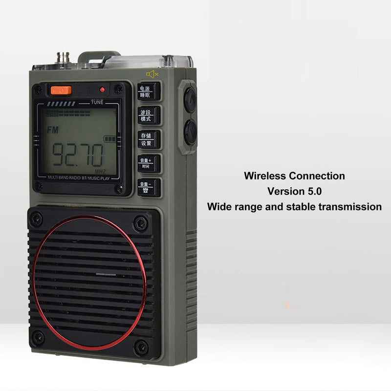 Portable Radio, FM VHF AM SW WB Full Band Radio Receiver with Flashlight, SOS Alarm, Pocket Bluetooth Music MP3 Player Support APP, Digital AM FM Stereo Radio for Outdoor Survival