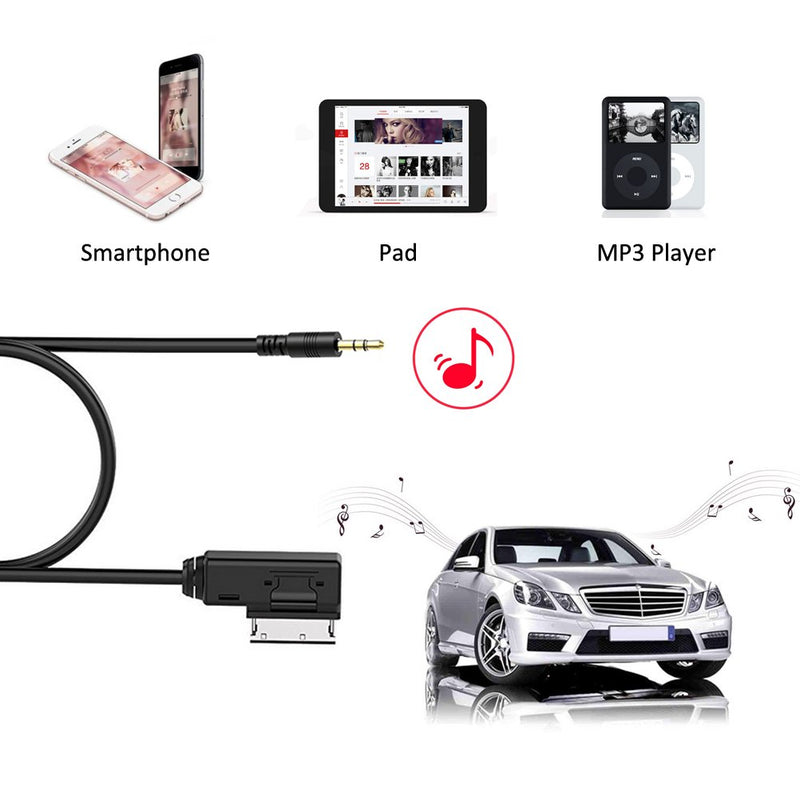 CHELINK Music Interface AMI MMI AUX 3.5mm Jack Aux-in MP3 Adapter Cable for Audi A3/A4/A5/A6/A8/Q5/Q7/R8/TT,vw J-etta GTI GLI J-etta P-assat Cc Ti-guan T-ouareg EOS Golf Mk 6, etc. (Audi 2 M) AUDI 2 M