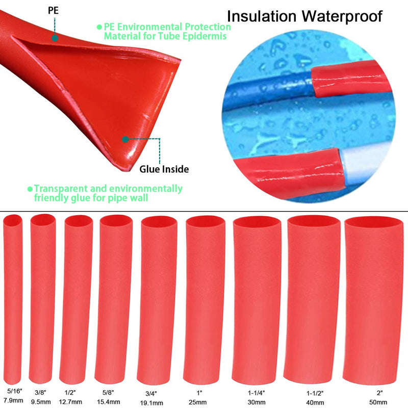 Purple-fox 3:1 Heat Shrink Tubing Adhesive-Lined Heat Shrinkable Tube Waterproof Insulation Sealing DIY (Dia 2"(50mm)) Dia 2"(50mm)