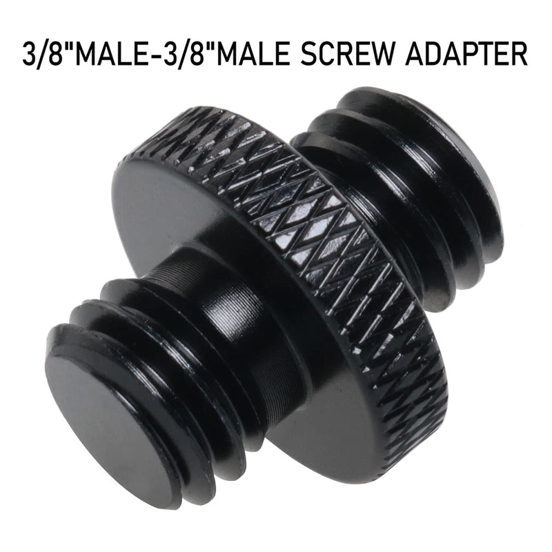 LRONG 2Pcs 3/8 inch Male to 3/8 inch Male Threaded Tripod Screw Adapter Double Sides Standard Mounting Thread Converter for Camera Mount