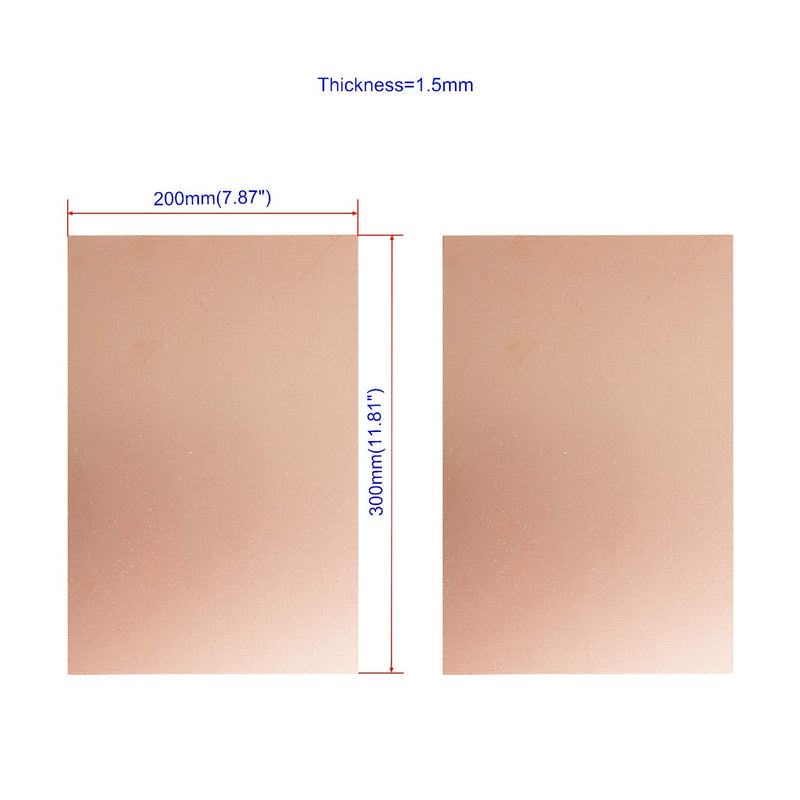 Aoje-Link Double Sided Copper Clad PCB Laminate Circuit Board, FR-4 Glass Fiber, 300 x 200 x 1.5mm, 1pcs 300x200x1.5mm